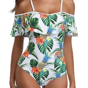 Tempt Me Women's One Piece Retro Ruffle Printed